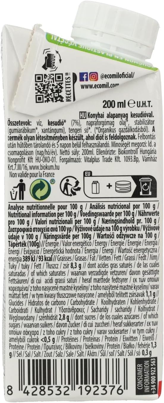 ALMOND Ecomil Cuisine Anacardo cocina suplement diety 200 ml