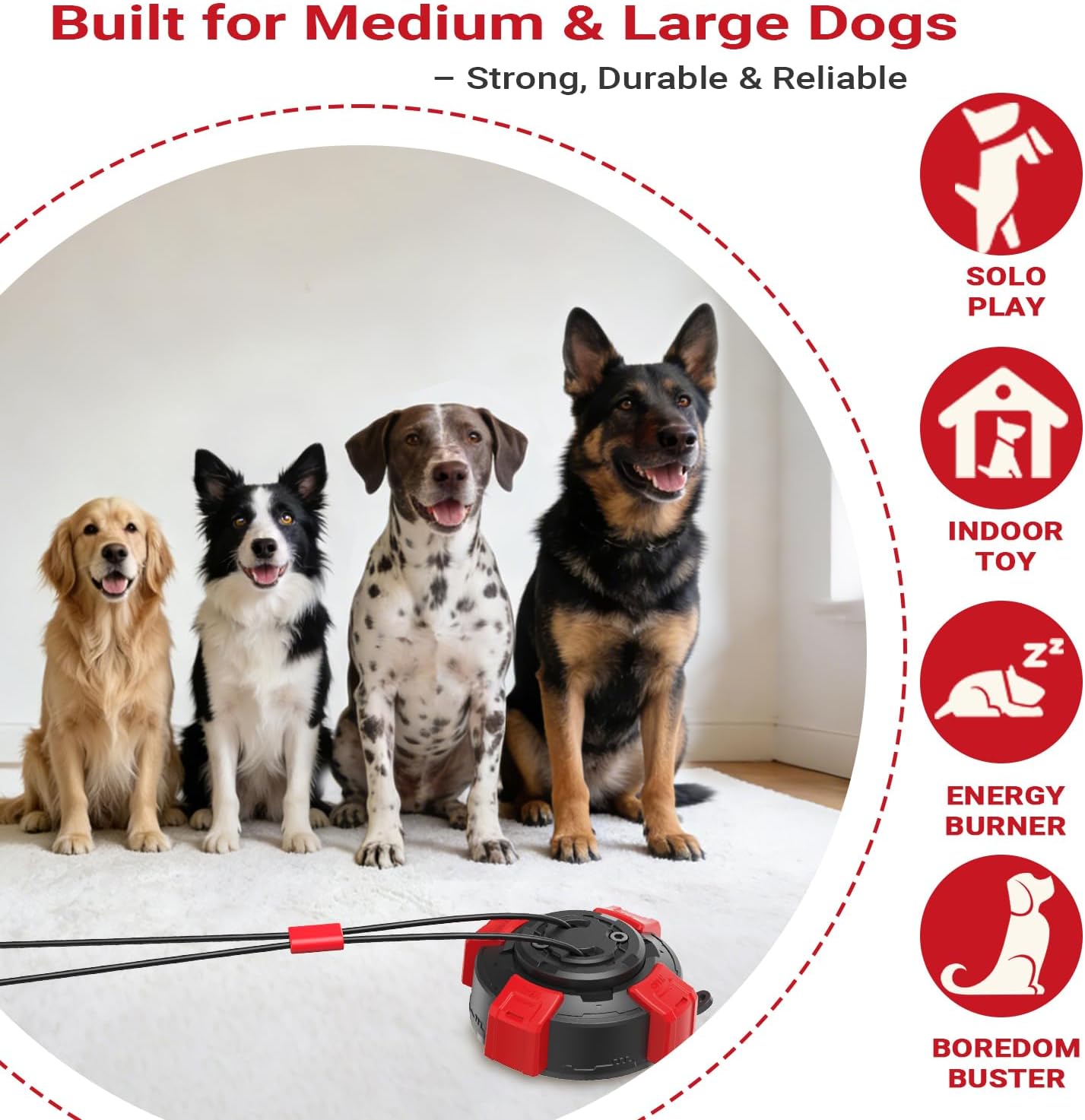 Suction Cup Dog Toy, 2.68" Interactive Tug of War Chew Ball | Super Strong Suction Cup , Durable Steel Wire Rope Chew Ball for Medium Large Dogs, Anxiety Relief for Aggressive Chewers