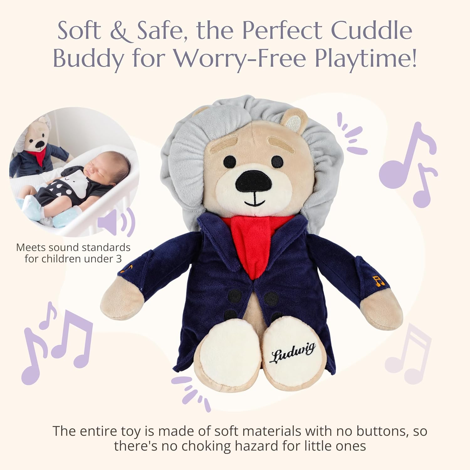 Ludwig Van Beethoven Virtuoso Bear – Plays 40 Mins of Classical Music, Educational & Soothing Musical Teddy Bear for Babies & Toddlers, Ideal image 4 of 8 B07893TTCD