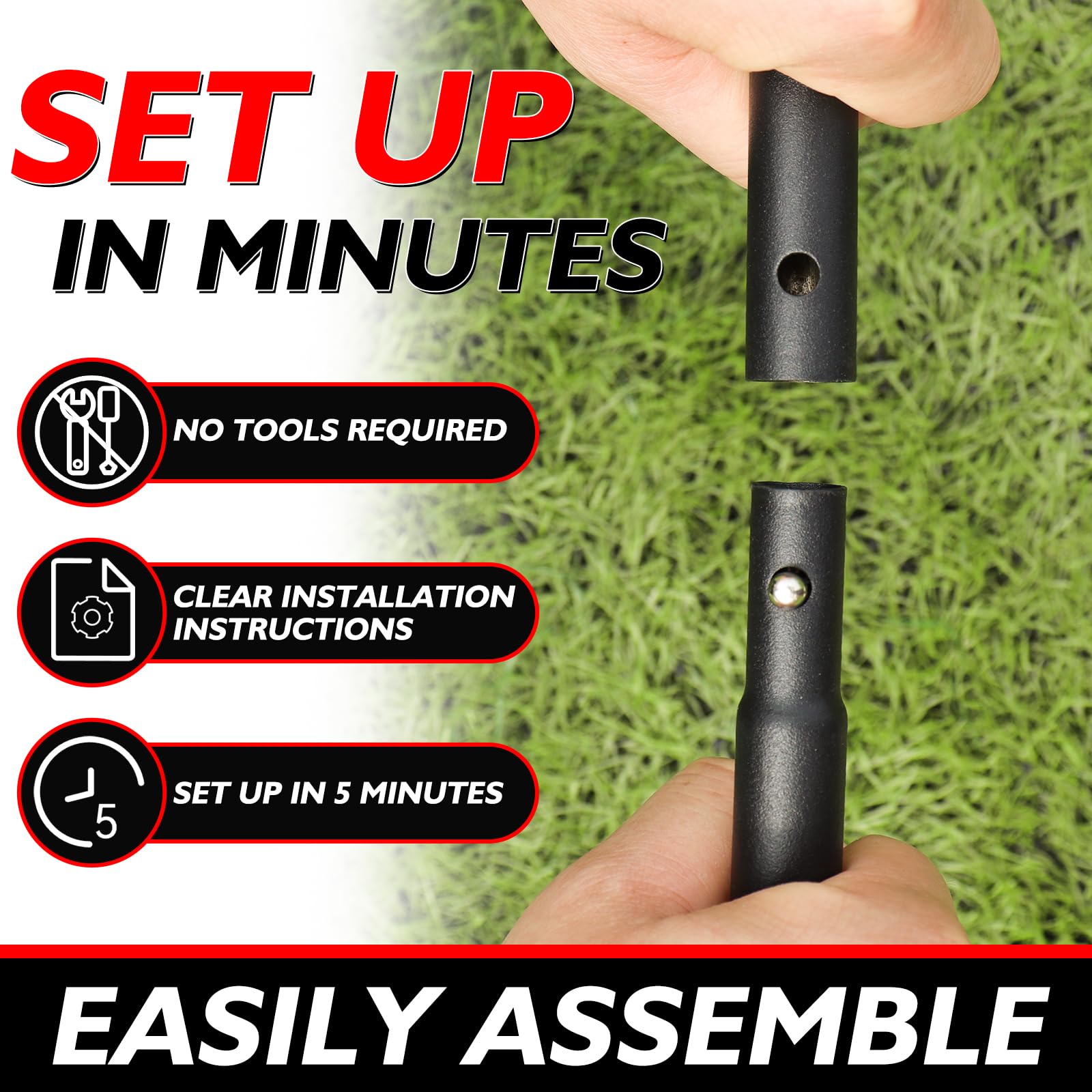 Kunup Baseball Strike Zone Target, Stable & Durable Metal Frame Wiffle Ball and Blitzball Strike Zone Target, Portable & Adjustable Height Without Disassemble