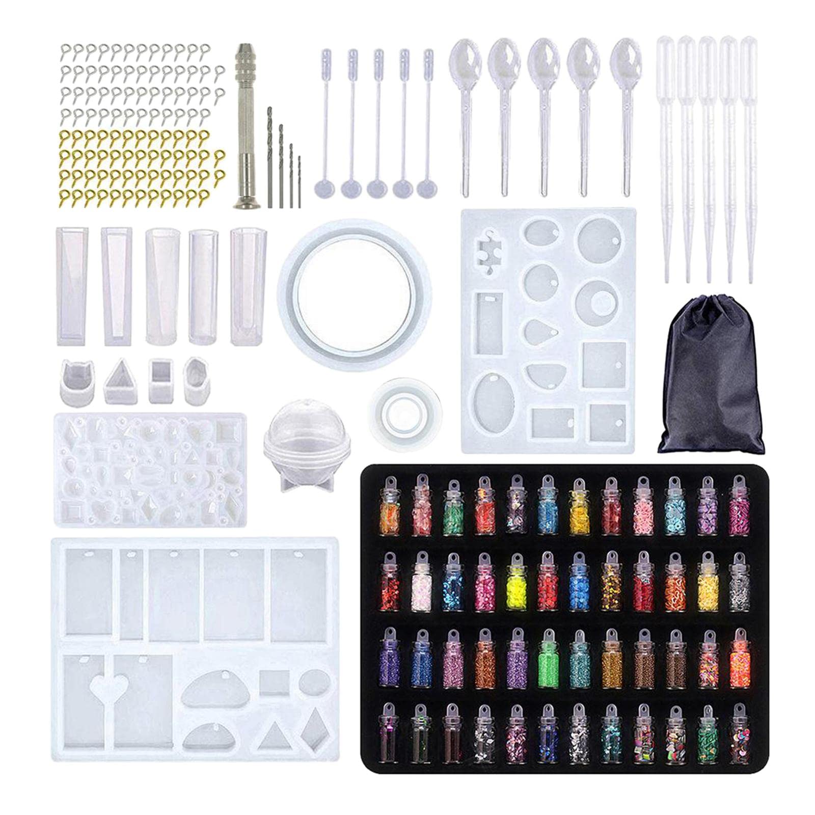 Kit di Fusione in Resina da 148 Pezzi, Include Ciondoli E Gioielli, 184pcs (Paillettes)