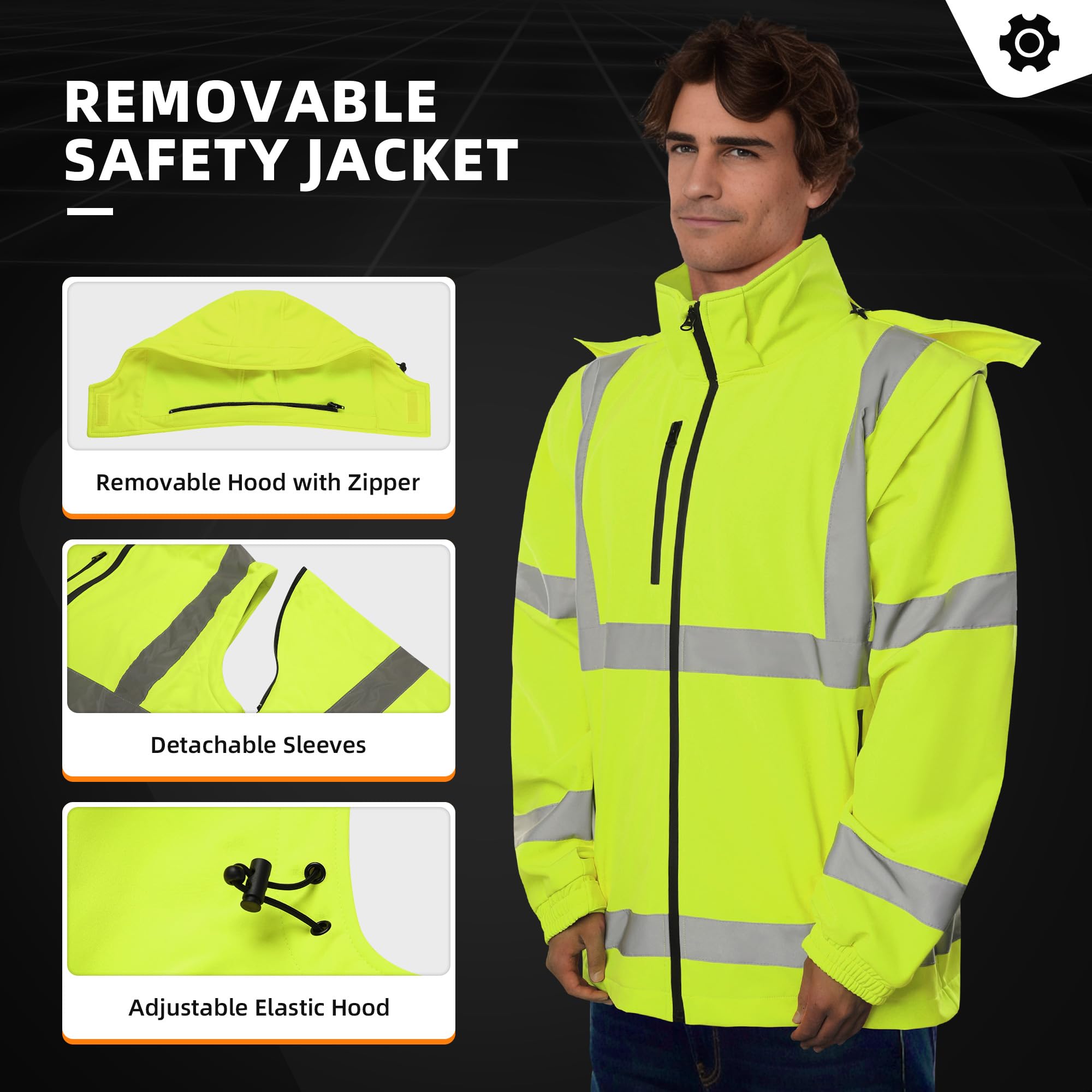 Snapklik.com : SHORFUNE High Visibility Reflective Softshell Safety ...
