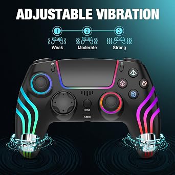 MINSWC For PS5 Controller Wireless with RGB Lighting Black
