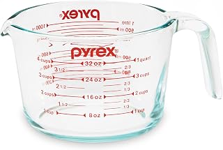 Pyrex 4-Cup Glass Measuring Cup - Tempered Glass, Microwave Oven Dishwasher Freezer Safe for Baking Cooking