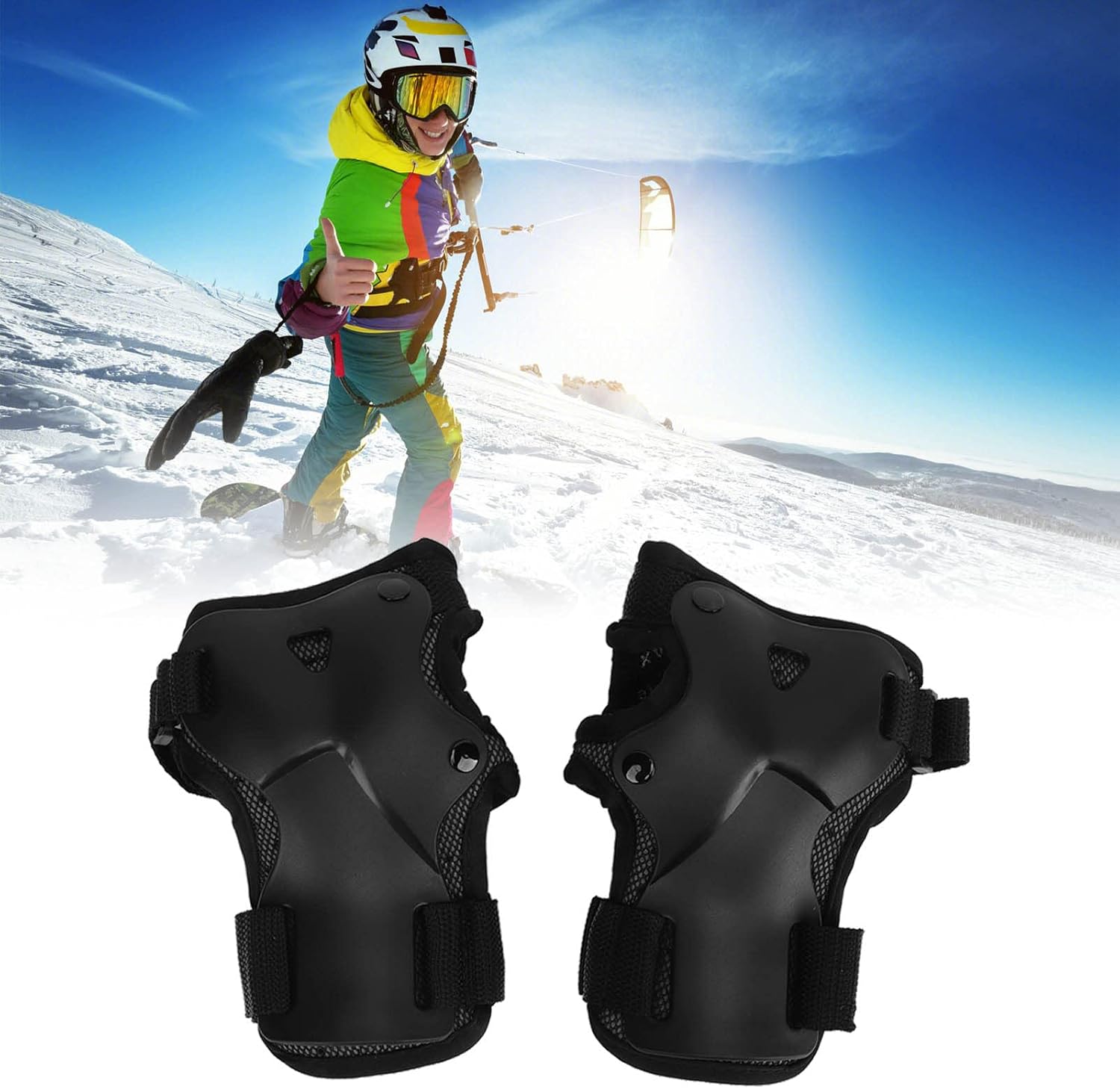 Wrist Guards, Wrist Compression Strap and Wrist Brace Adjustable Shock Absorbing Wrist for Skating Skateboard Snowboarding Skiing Motocross