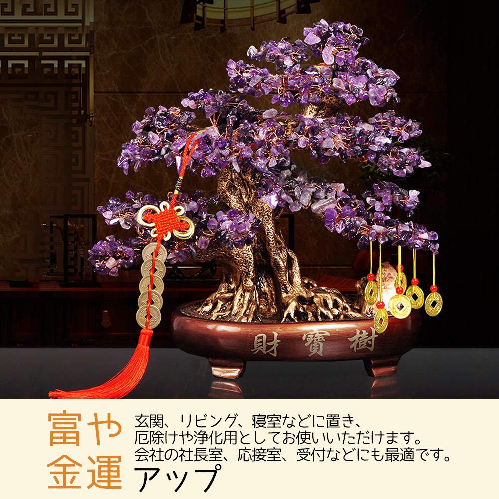 Amazon.co.jp: 招財樹 金のなる木 黄水晶（シトリン） 紫水晶
