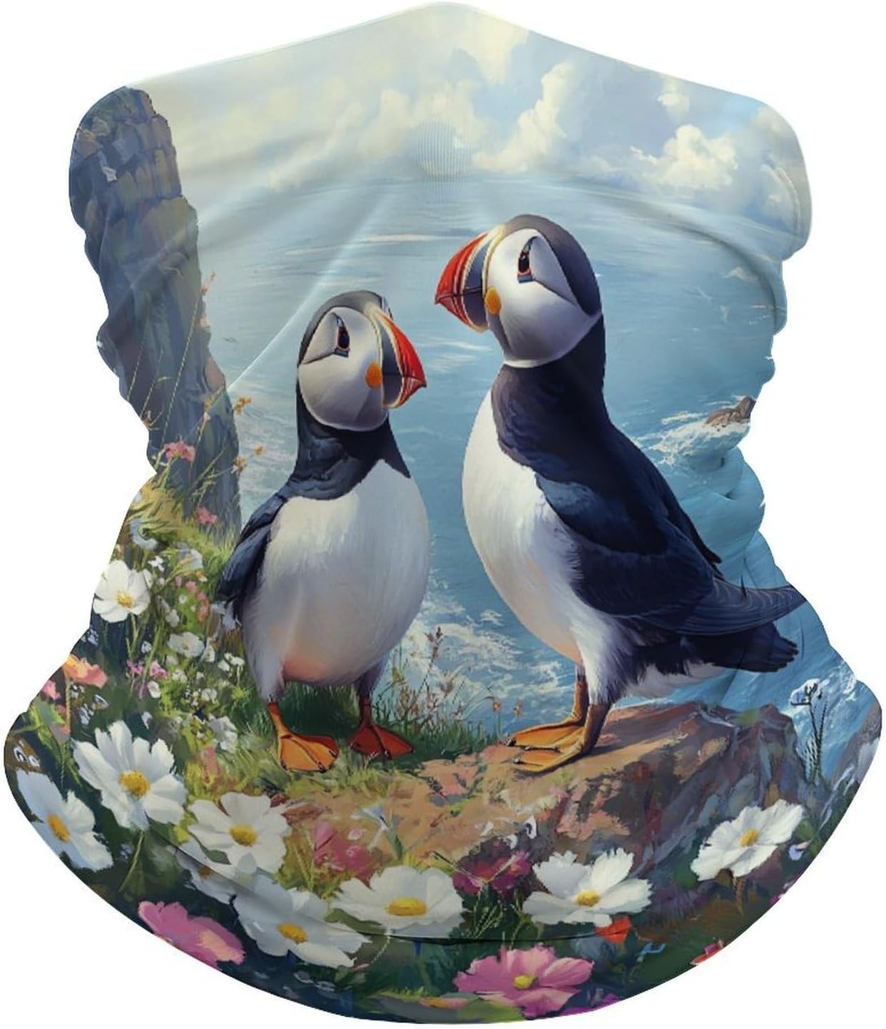 Puffines Birds Face Cover Neck Gaiters for Men Women Sun Protection Mask Scarf Hiking Bandana
