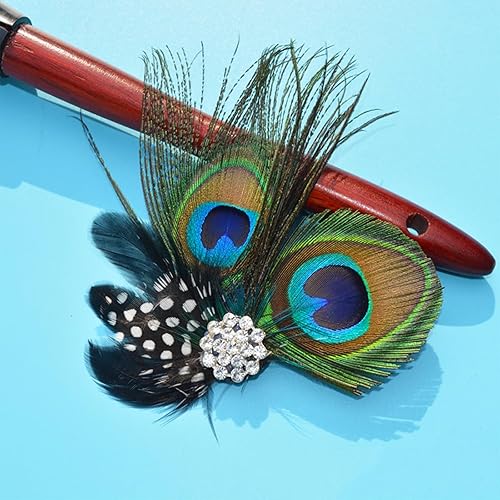 Miniatura 2 de Pinza para el pelo de plumas de pavo real, estilo vintage, tocado con cristales para mujeres y niñas, hermosos accesorios para el cabello de pavo