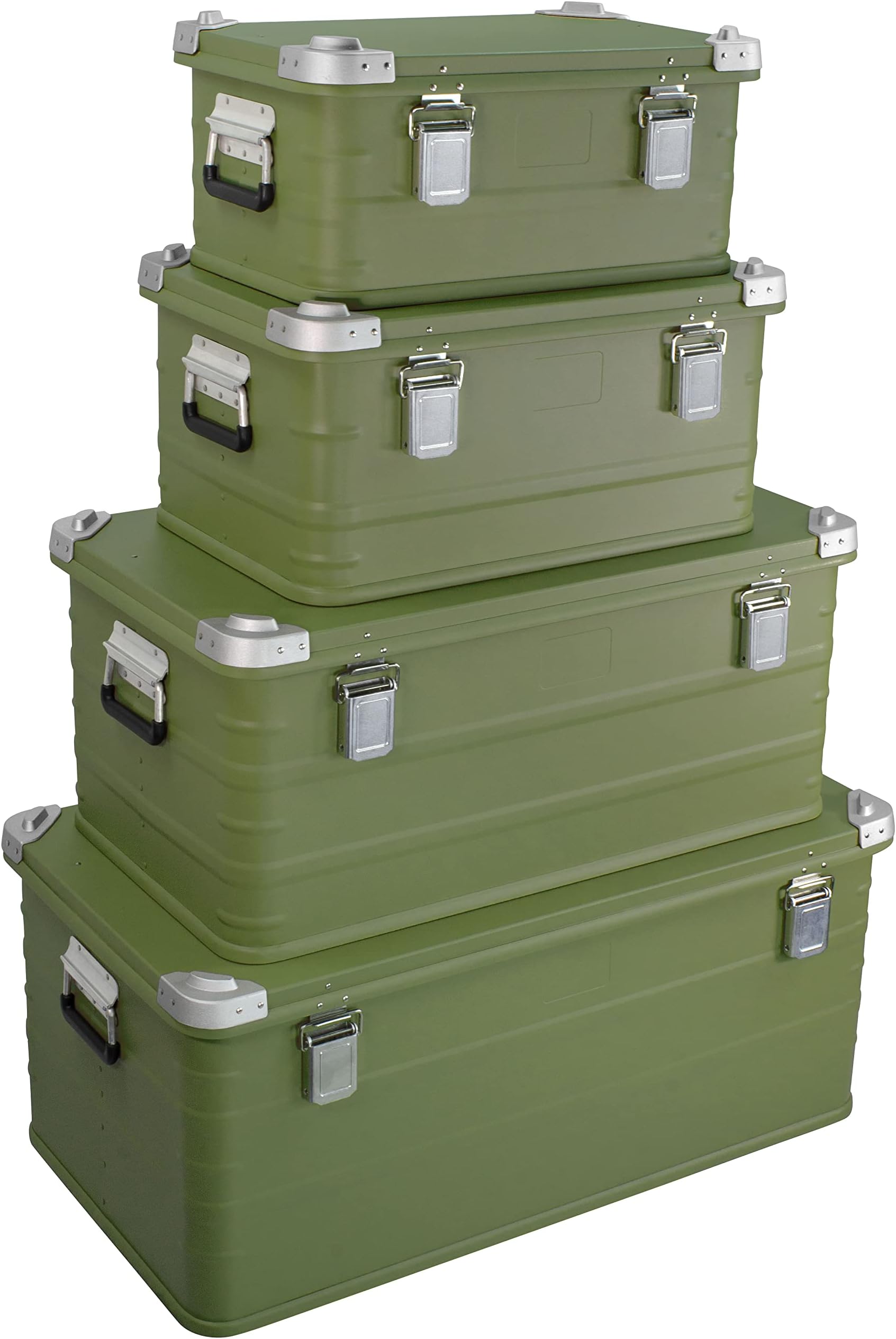 Crossover Aluminum Overland Storage, Trunk, Metal Cargo Case, Storage Box (4PC Combo, Green) 30L, 50L, 95, 147L