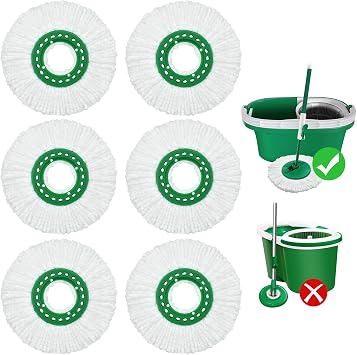 6 Pack Mop Head Replacement for Libman Tornado Spin Mop Reusable Microfiber Spin Mop Heads Refill for Libman Tornado Spin Mop System, Easy to Replace and Machine Washable White, 6 Pack