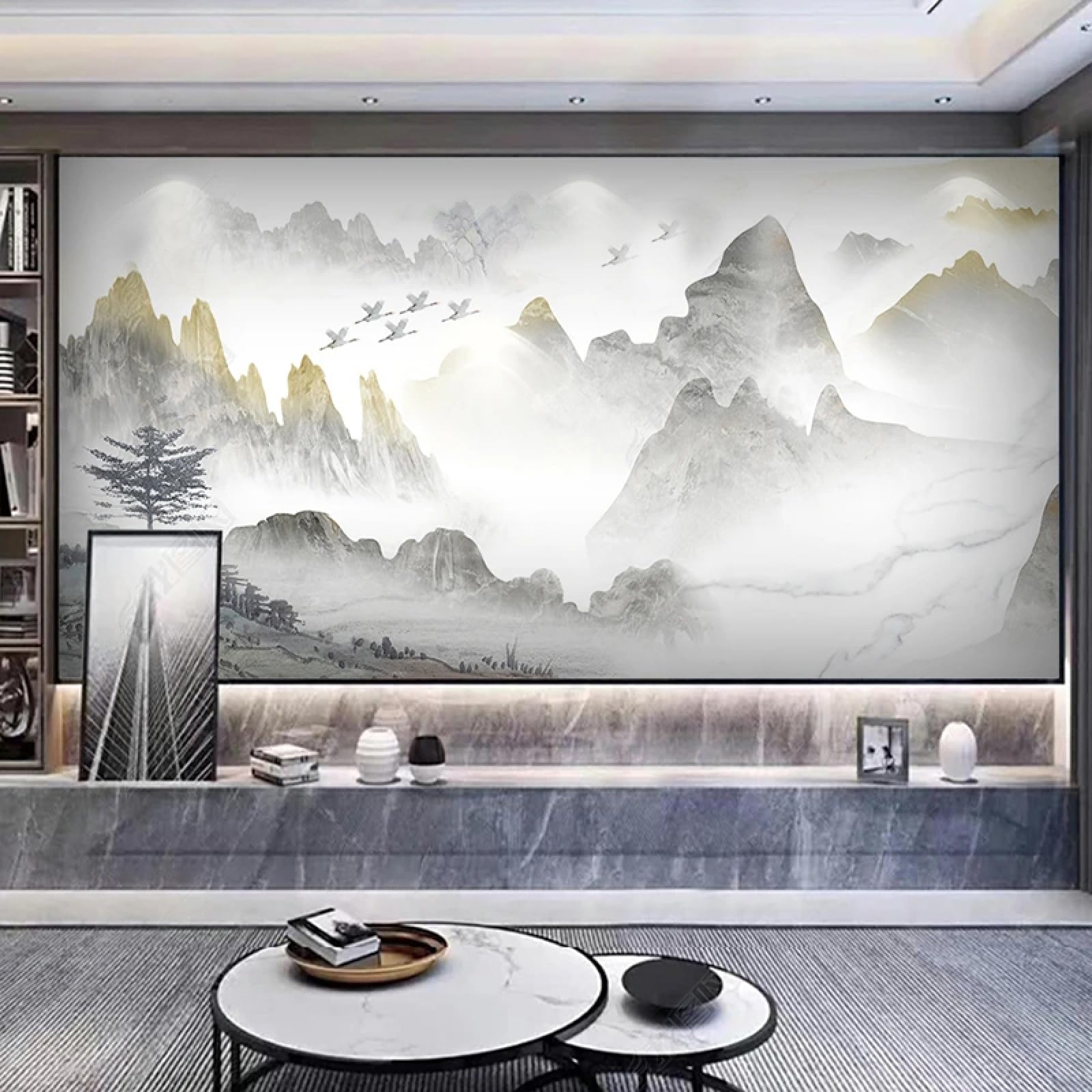 Peinture murale 3D encre de Chine en PVC adhésif texturé de quality