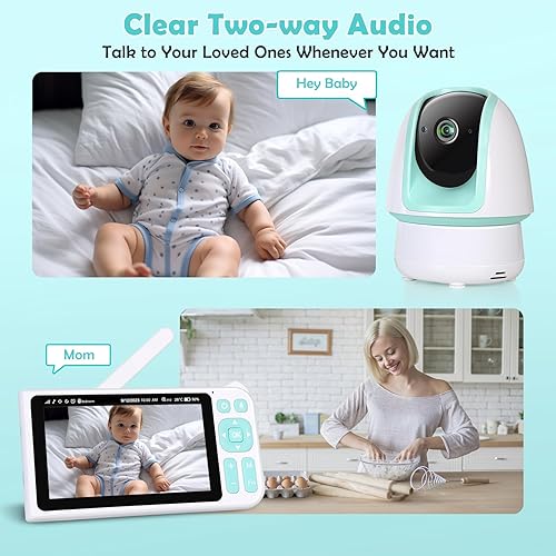 Miniatura 6 de BLAZEVIDEO Monitor de bebé FHD de 1080p con pantalla de 5 pulgadas, rango de 3000 pies, audio de 2 vías, visión nocturna, canciones de cuna, batería