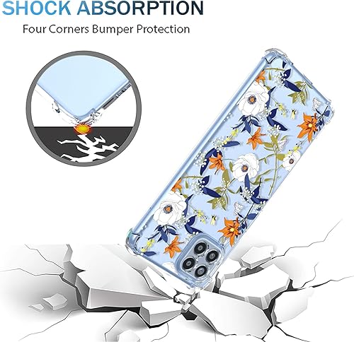 Miniatura 4 de Funda para Galaxy M53 Samsung M53 transparente con patrón de flores de poliuretano termoplástico suave, a prueba de golpes, antiarañazos, funda