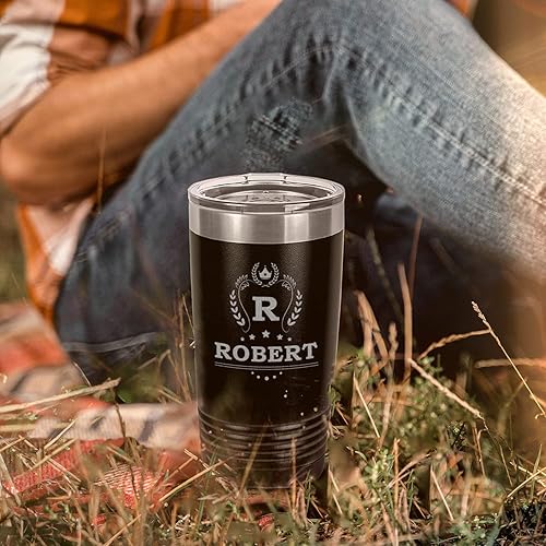 Miniatura 8 de Vasos de café personalizados con monograma con inicial y nombre, 20 onzas, grabado con láser en acero inoxidable aislado al vacío, taza de viaje con
