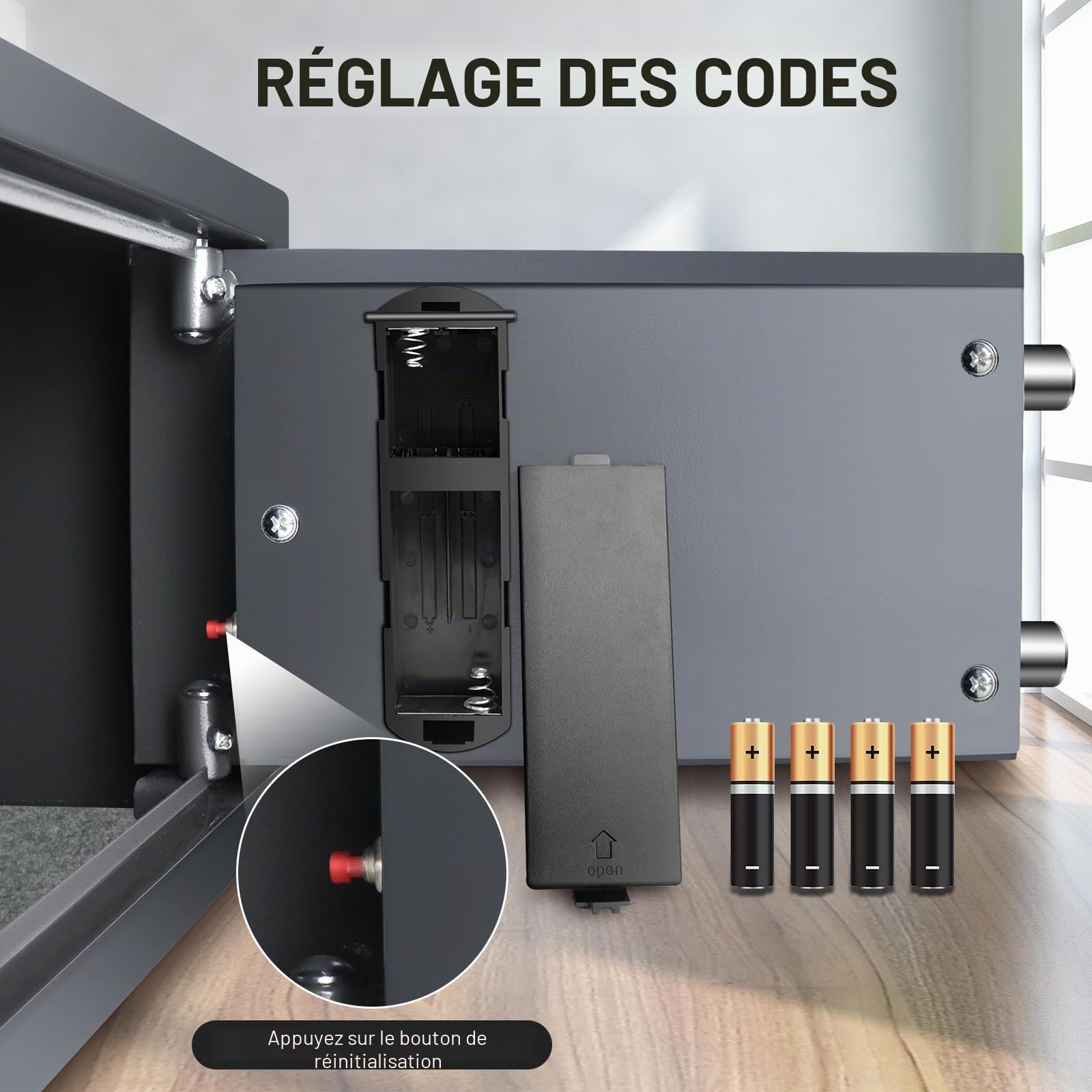 Coffre-fort ignifuge étanche Coffre-fort meuble avec serrure à combinaison et 2 clés Coffre-fort en acier fer Coffre-fort mural à encastrer pour maison, bureau, école, hôtel 31x20x20cm 8,5L Gris
