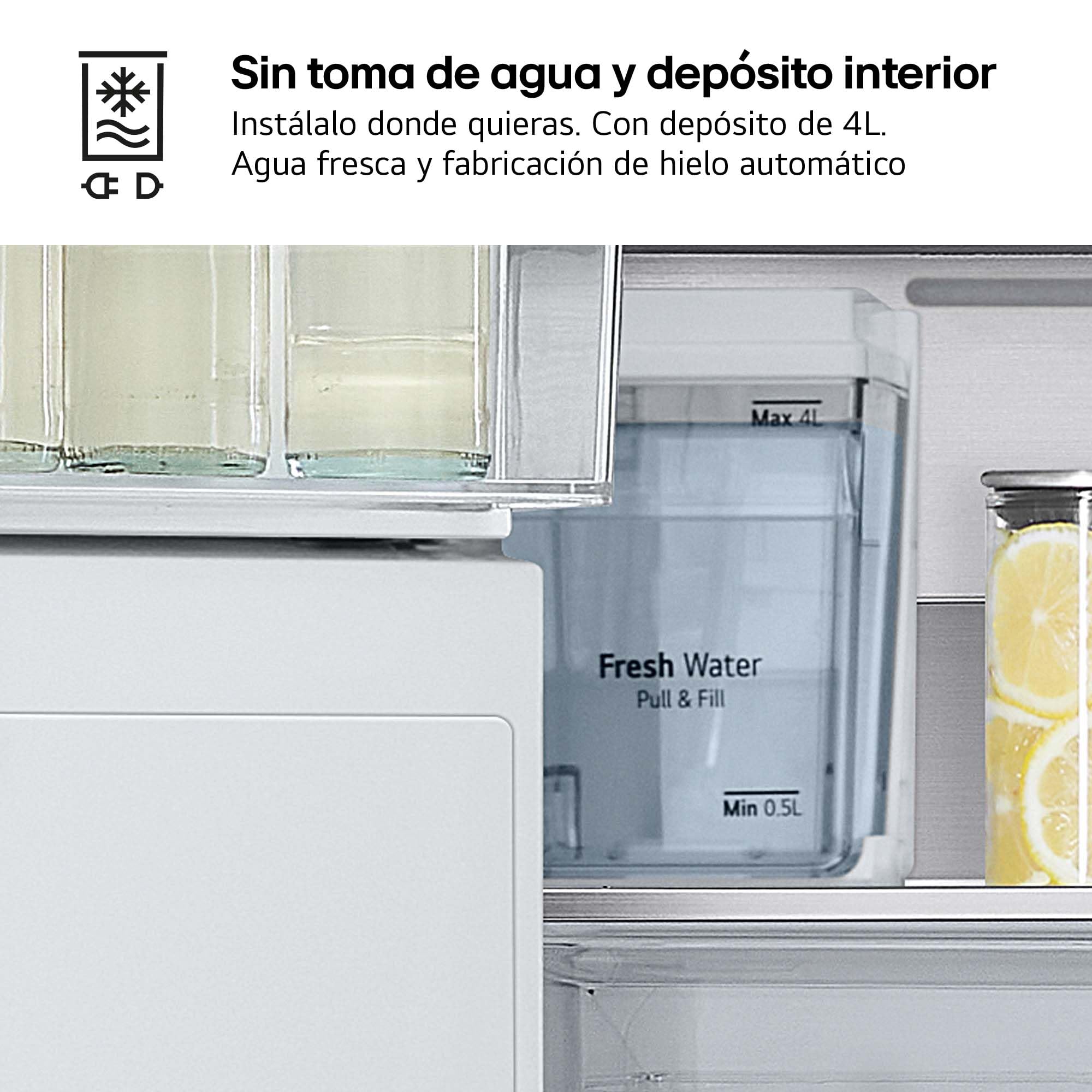 LG GMG861MBAE - Frigorífico American Combi InstaView, Clasificación E, 508 L, Door Cooling, Linear Cooling, UVNano, 1,80 m, Acero texturizado antihuellas