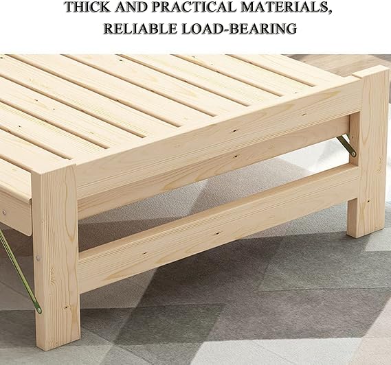 GLJ Solid Wood Folding Bed with Headboard, Bed Base, Underbed Storage Space, Wooden Slats Support, for Spare Bedroom & Office (Size : 35 * 77inch)