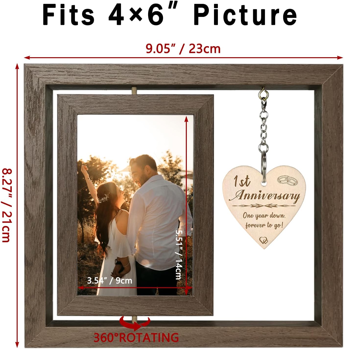EYITUPC 1 Year Anniversary Picture Frame Gifts, 1st Anniversary Frame for Her Him Girlfriend Boyfriend, Display Two 4x6 Inch