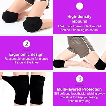 2 Pair Volleyball Knee Pads, Thick Sponge Support Knees Protector