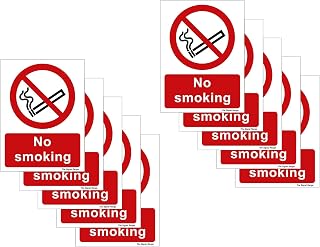 Vokowin Pack Of 10 No Smoking Sign Self Adhesive Safety Stickers Self Adhesive Signs 135mm X 180mm - No Smoking to Warn/Notify Visitors or Clients (K130-10)
