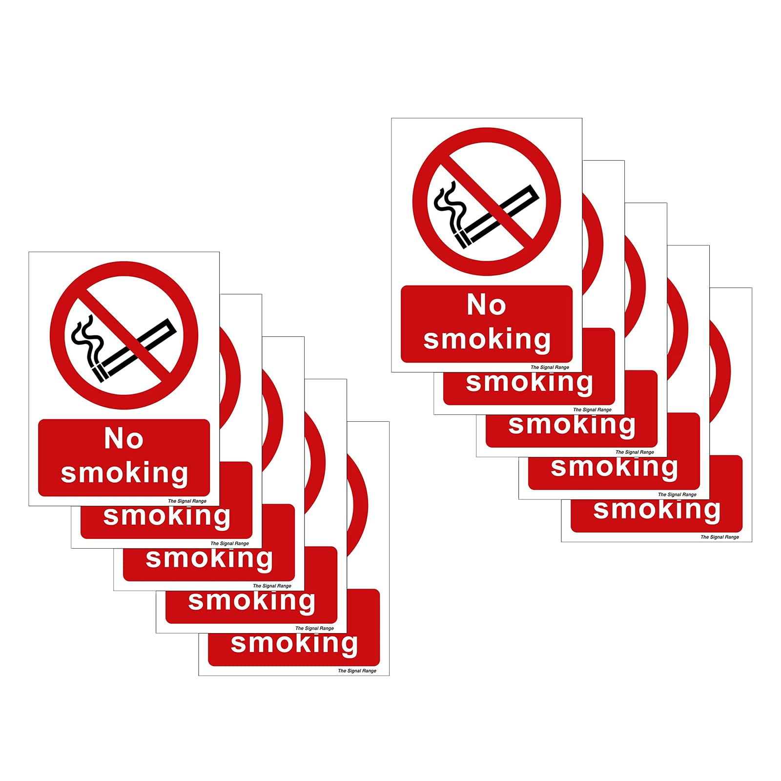 Pack Of 10 No Smoking Sign Self Adhesive Safety Stickers Self Adhesive Signs 135mm X 180mm - No Smoking to Warn/Notify Visitors or Clients (K130-10)