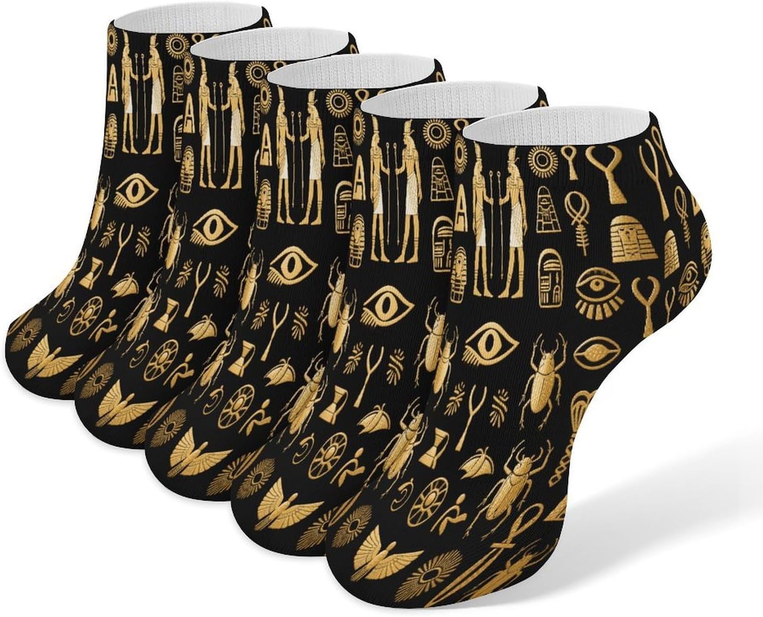 Ancient Egyptian Ankle Sock,Cushioned Crew Socks Low Cut Compression Running Sock with Ankle Support for Men Women(5 Pairs)
