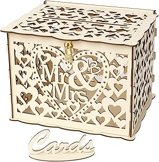 DARENYI Hochzeit Kartenbox,Geschenkbox,Kartenbox,Hochzeitsbox,Geschenkkarten Box,mit Vorhängeschloss Dekoration,Holz,Vintage,für Hochzeiten,Jubiläen Brautparty,Geburtstagsfeier
