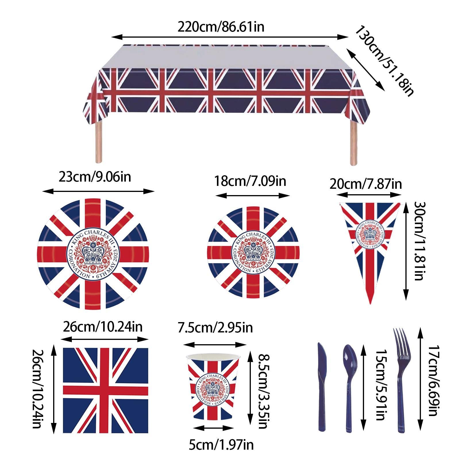 Set Da Tavola UK Union Jack 69 Pezzi Per Festa 80° Anniversario: Piatti, Tovaglioli, Bicchieri E Tovaglia - Stoviglie Usa E Getta Per 16 Persone