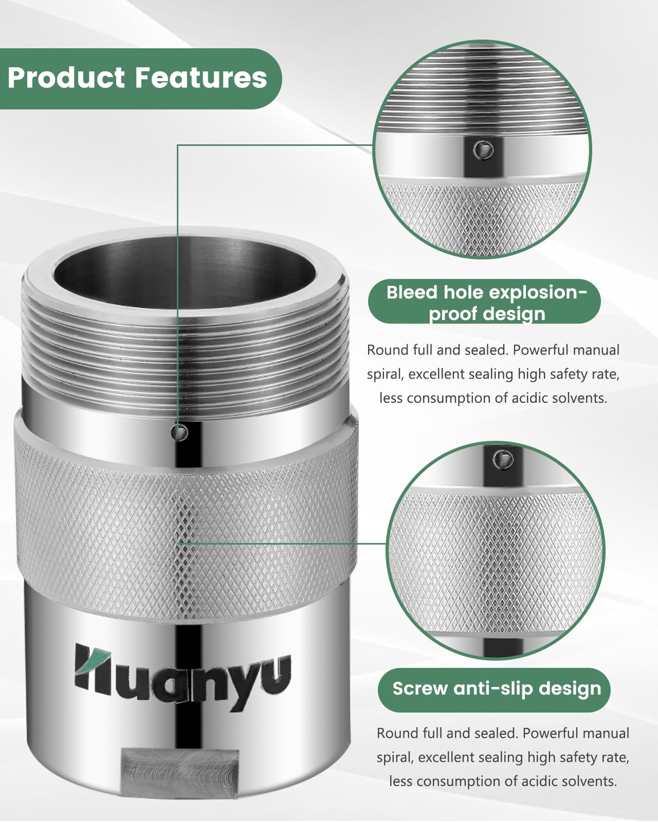 Huanyu 220°C 6MPa Autoklavenreaktor Hochdruck Hydrothermische Synthese Digester 304 Edelstahl für starke Säure, organische Lösungsmittel unlösliche Substanz, 50ml, 1