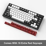 75% Clavier de jeu mécanique, Claque de jeu filaire bleu compact avec commutateurs rouges, EVA Mousse, contrôle du genou, MageGee STAR75 portatif NKRO PC Clavier jeu - noir & blanc
