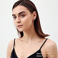 Vista 3 de YAMI Aretes de perlas negras, grises y blancas, perlas cultivadas reales, aretes de plata de ley 925 chapados en oro de 18 quilates, regalos