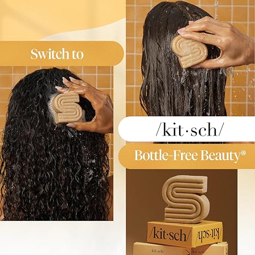 Miniatura 8 de Kitsch Barra de champú de aceite de coco, hidrata y suaviza el cabello seco dañado, champú hidratante profundo para cabello rizado, champú seguro