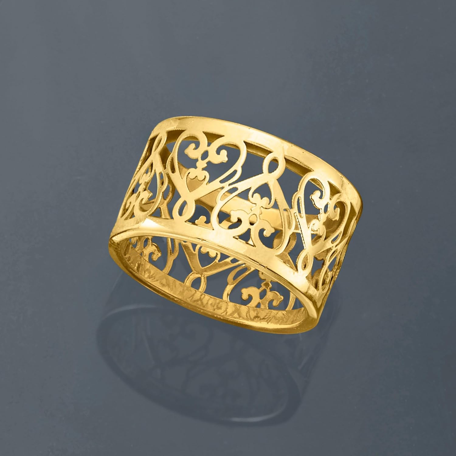Ross-Simons Italian 14kt Yellow Gold Filigree Heart Ring