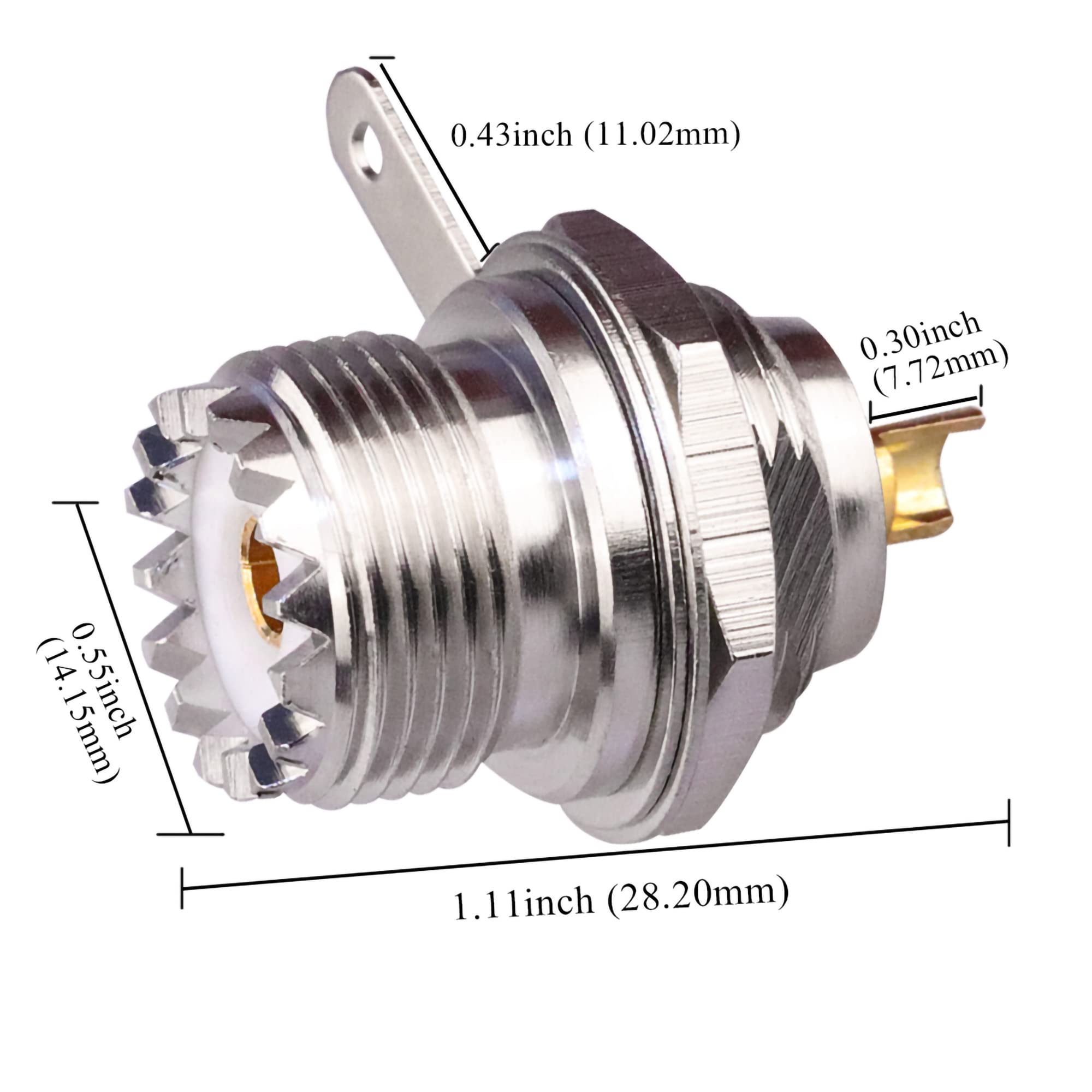 TUOLNK UHF SO239 Bulkhead Female Panel Chassis Mount Flansch Solder Cup PL259 RF Koaxialstecker Koax Antennenadapter 2er Pack