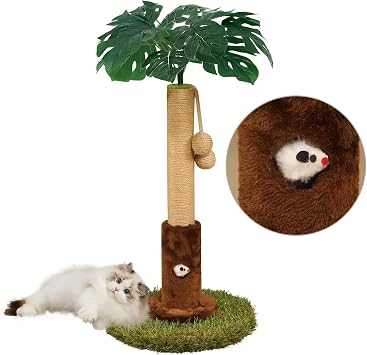 Woochpet 25" Kitten Scratching Post,sisal cat Scratcher Tree with Leaves