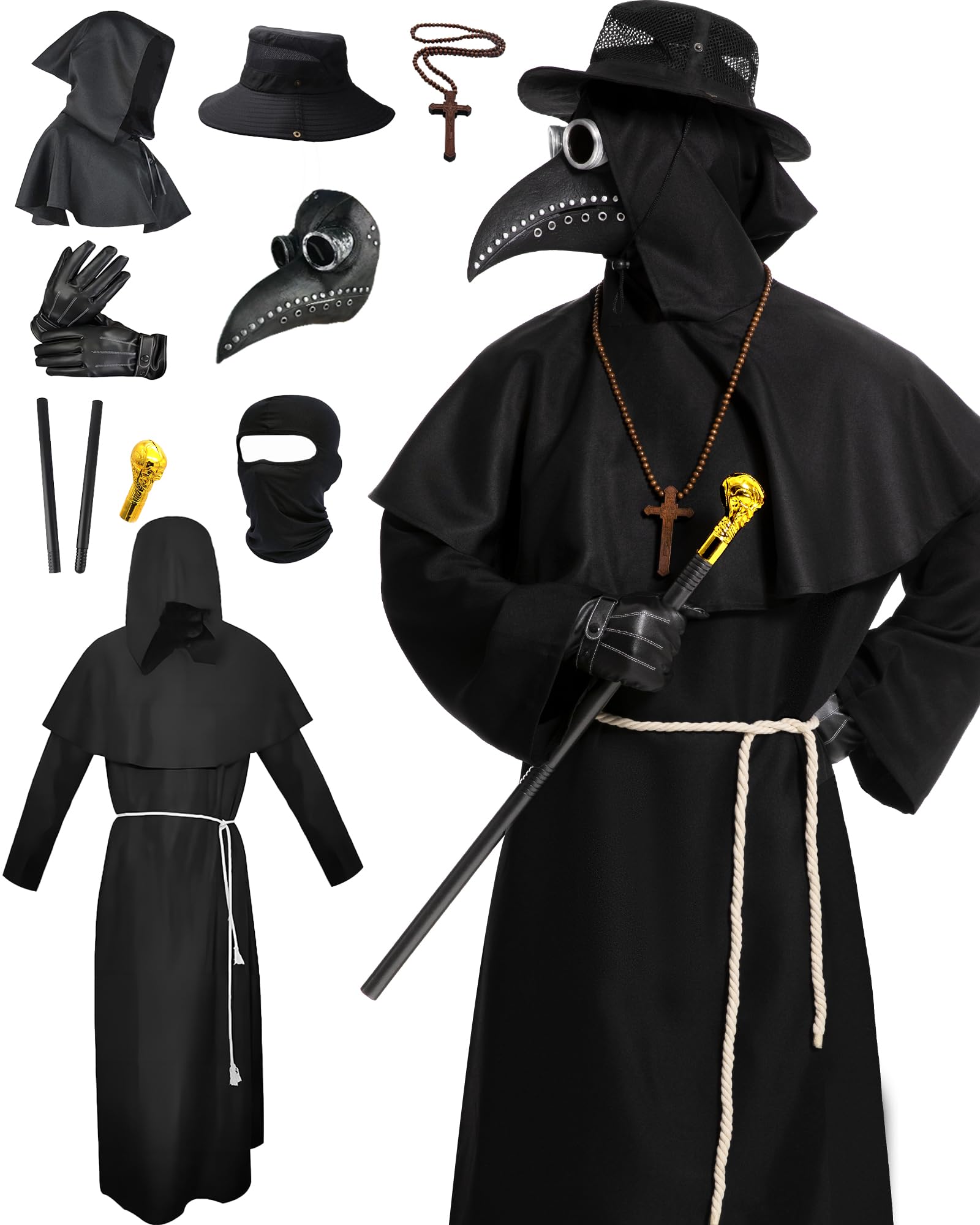 Amazon.com: Fooecor Plague Doctor Costume, Adults Plague Doctor