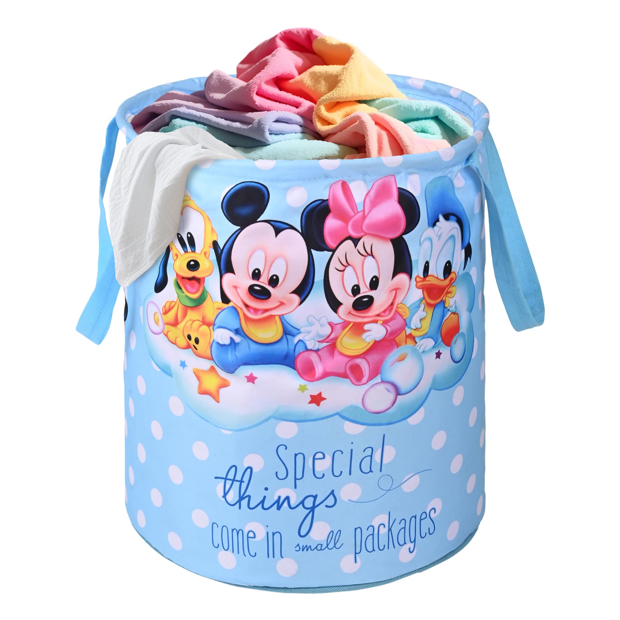 Kuber Industries 45L Foldable Dirty Clothes Laundry Basket With Handles For Washing - Baby Unwashed Dress Bin/Storage Box | Disney Kids - Sky Blue-image-7