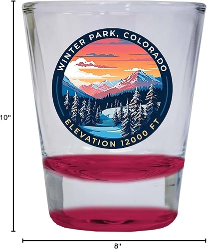 Miniatura 10 de R and R Imports Winter Park Colorado Design A Souvenir - Vaso de chupito redondo de 1.5 onzas, color azul, paquete de 2