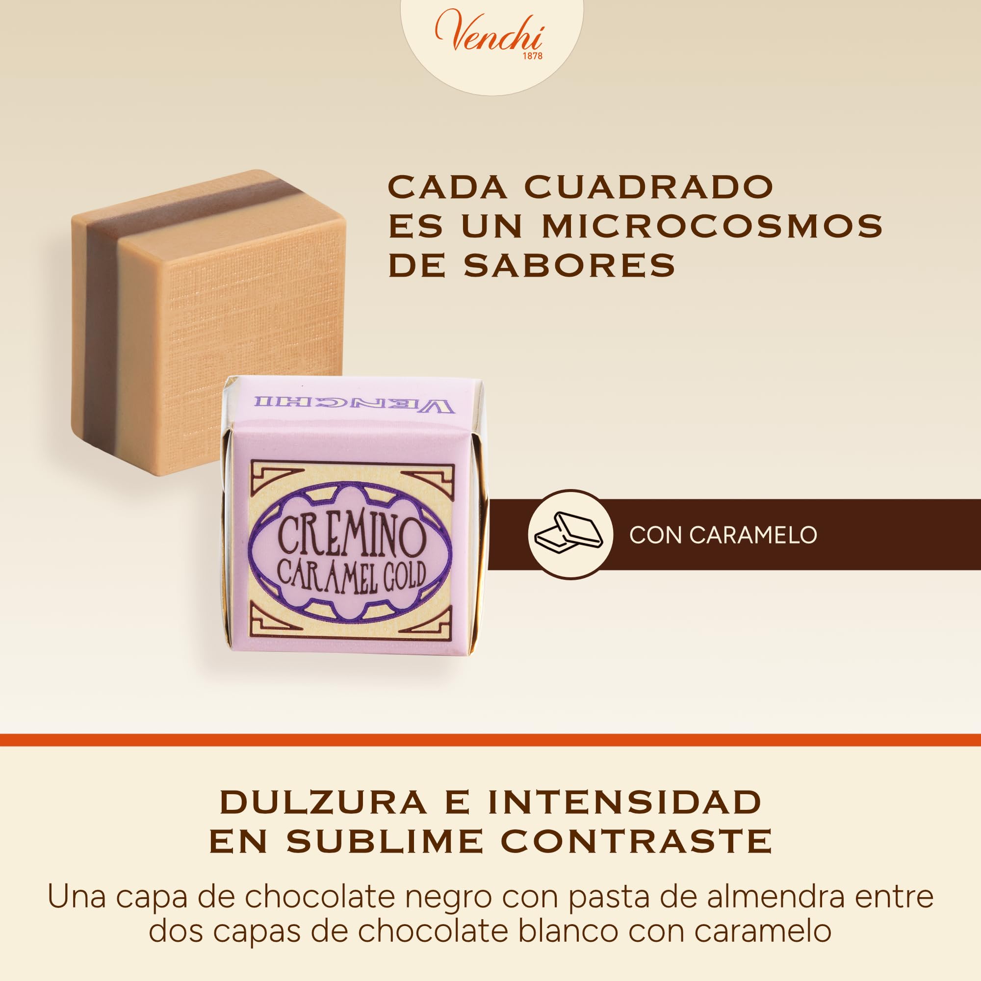 Venchi - Cremino Gold Caramel - Bombón de Tres Capas de Caramelo, 1 kg - Sin Gluten
