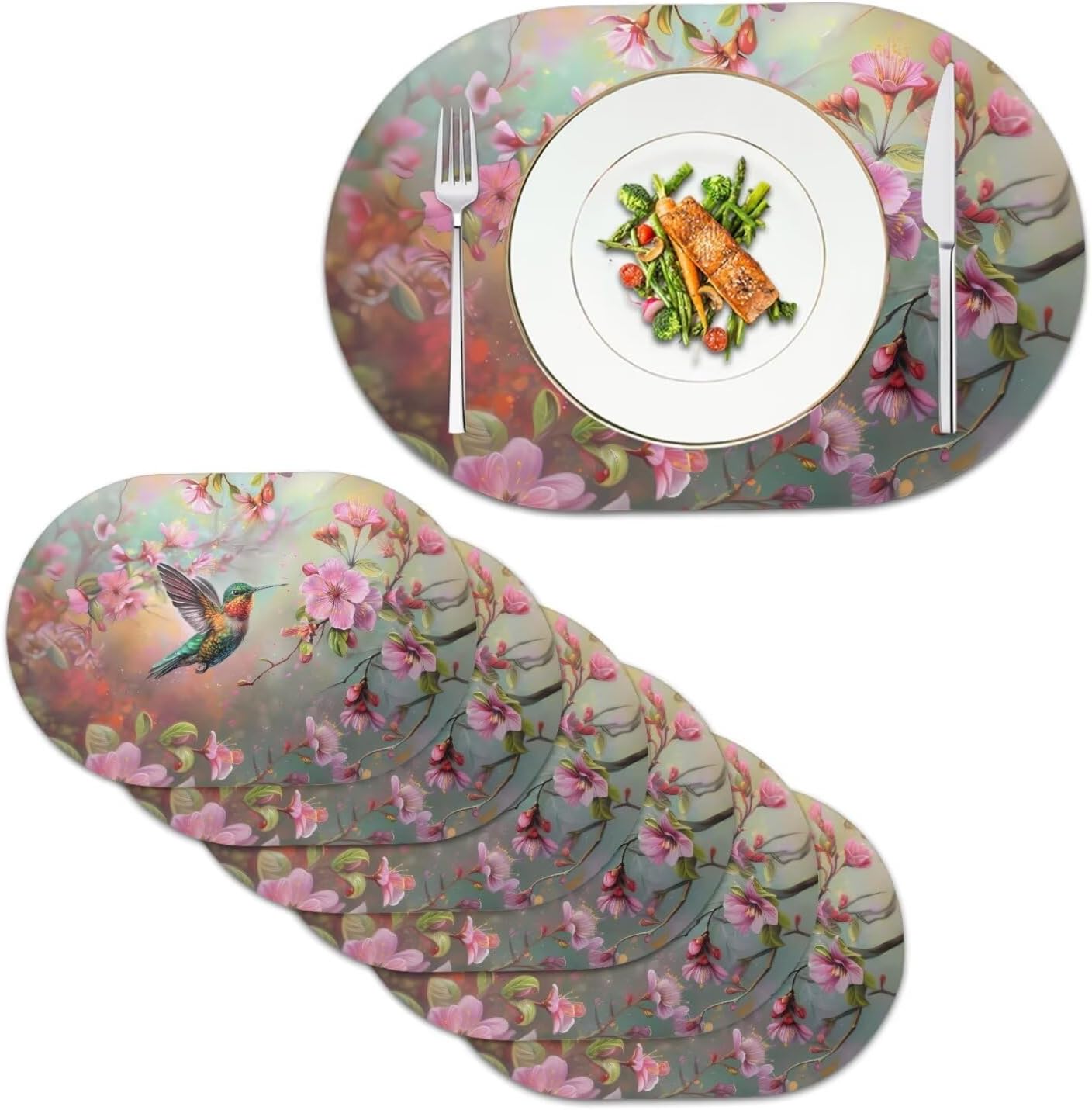 Amazon.com: Garucesta PU Leather Placemats Set of 6 Oval Dining Mats ...