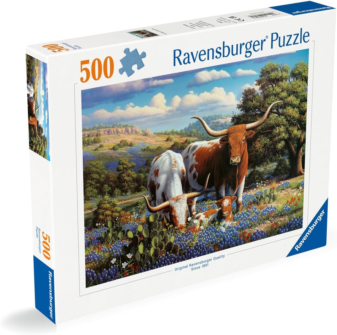 Ravensburger Loving Longhorns 500 Piece Jigsaw Puzzle for Adults - 12000826 - Handcrafted Tooling, Made in Germany, Every Piece Fits Together Perfectly