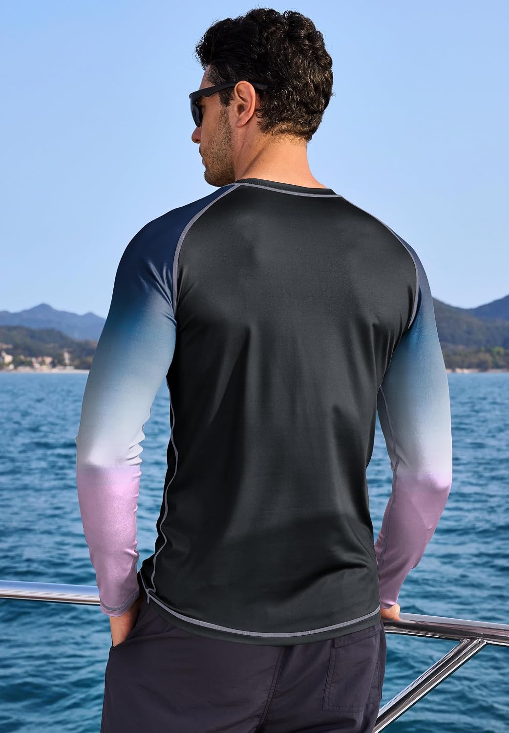 Mens UPF 50+ Rash Guard Sun Protection Moisture Wicking Long Sleeve Swimwear (S-XXL)