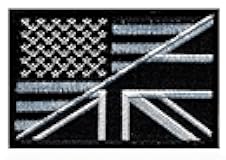 USA UK British Flag Embroidered B/W Hook Patch by Miltacusa