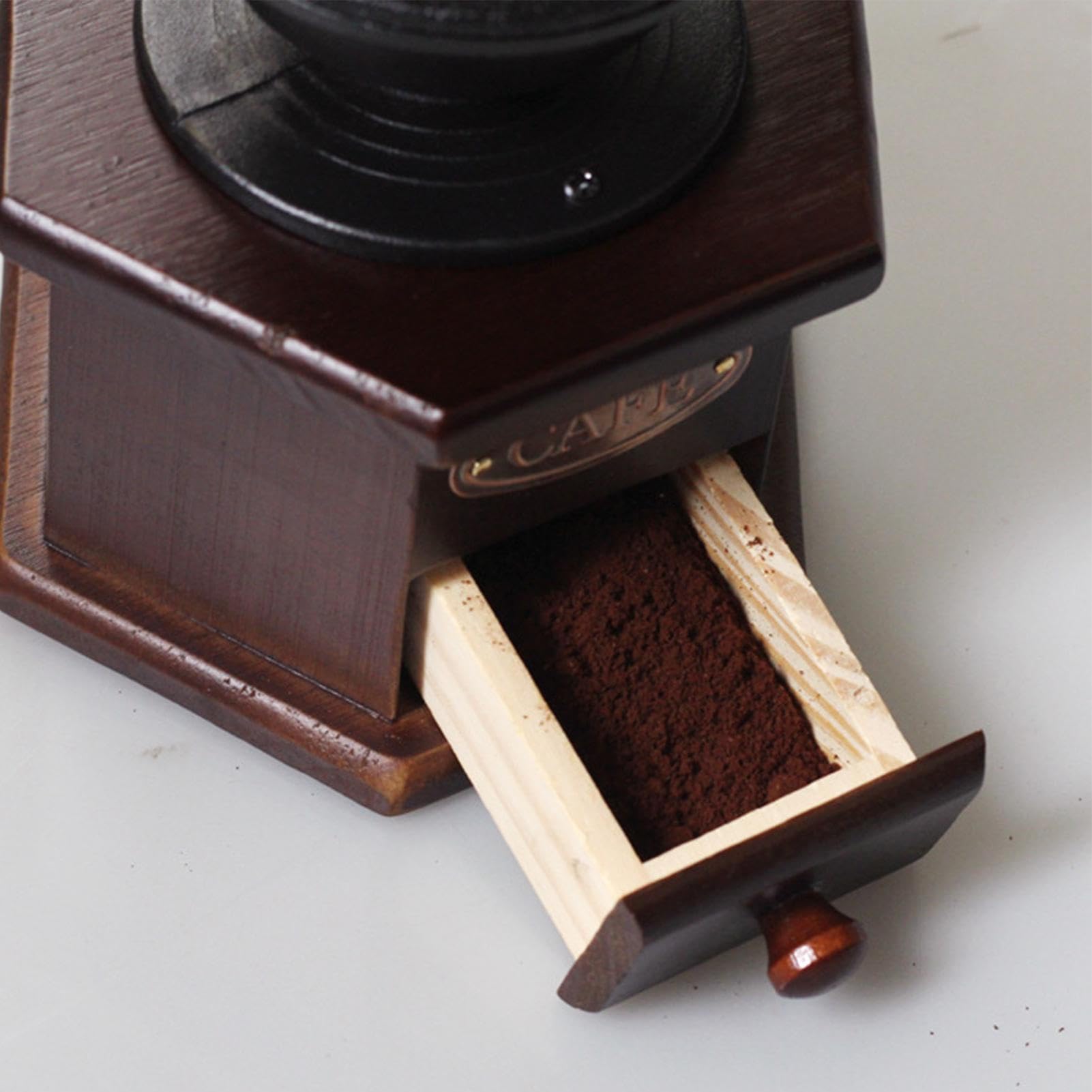 Molinillo de café de madera – Molinillo de mano de 18 cm, molinillo manual de frijoles, estilo antiguo vintage | Molinillos de nueces ajustables poligonales para mejorar el sabor, acidez, café, té