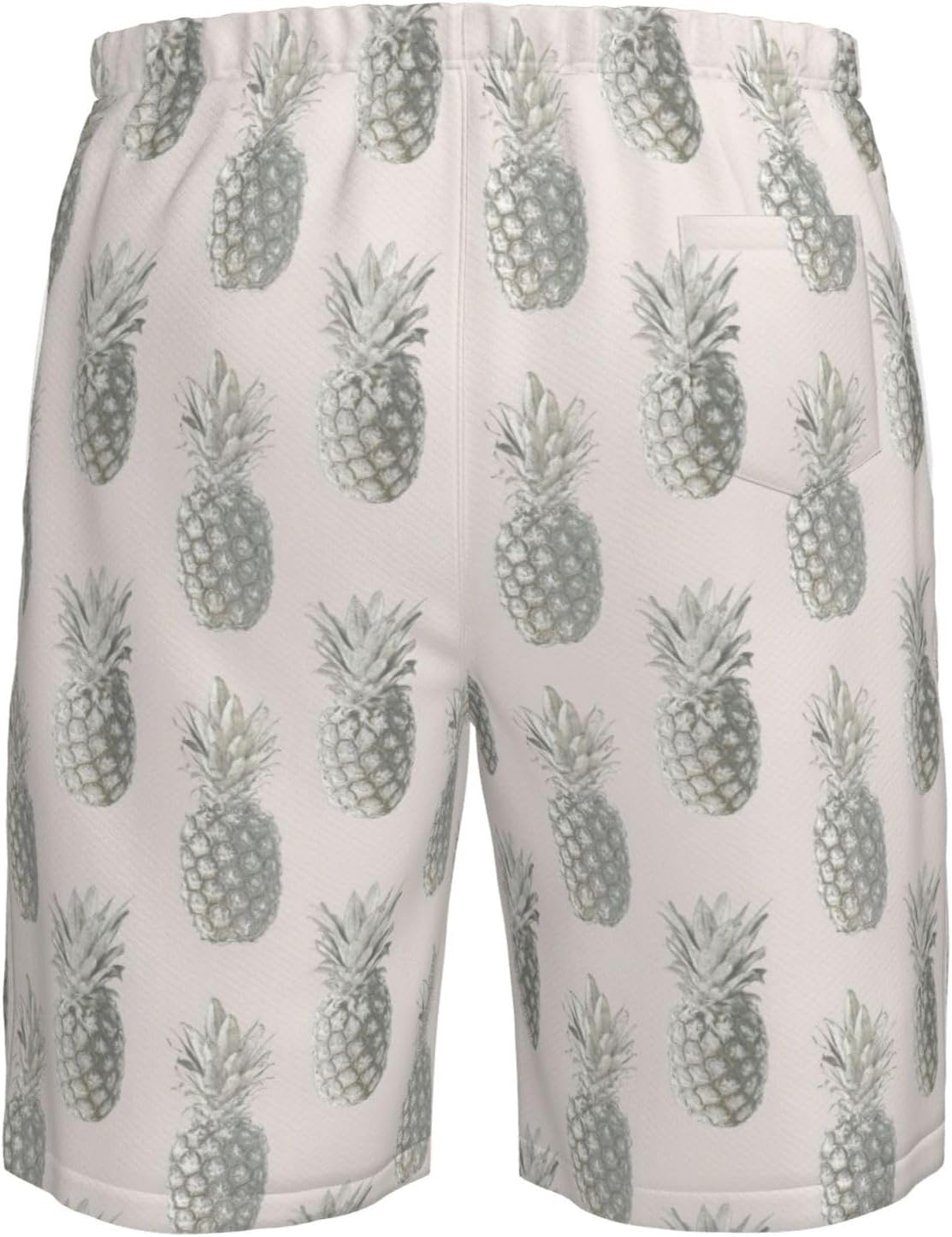 Lovely Pineapple Print Men's Hawaiian Beach Shorts Elastic Novelty Summer Casual Shorts with Pocket