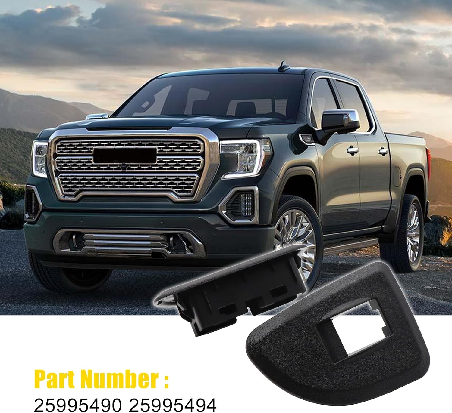 FZJDSD Window Switch Bezels 2PCS Black Rear Left & Right Side 25995490 25995494 Compatible with GMC Sierra Fit for Chevy Silverado 1500 2500 HD 3500 Ext Cab 2009-2013
