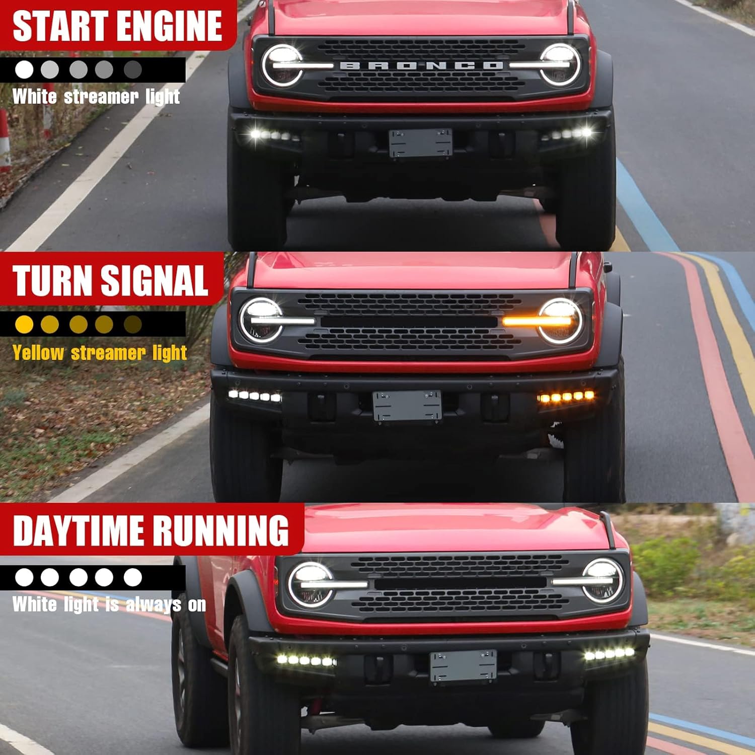 Mabett Fog Lights Assemblies Compatible with Ford Bronco 2026，2021-2025 2/4-Door, Daytime Running Lights for Bronco Accessories,Upgraded Fog Light Assembly