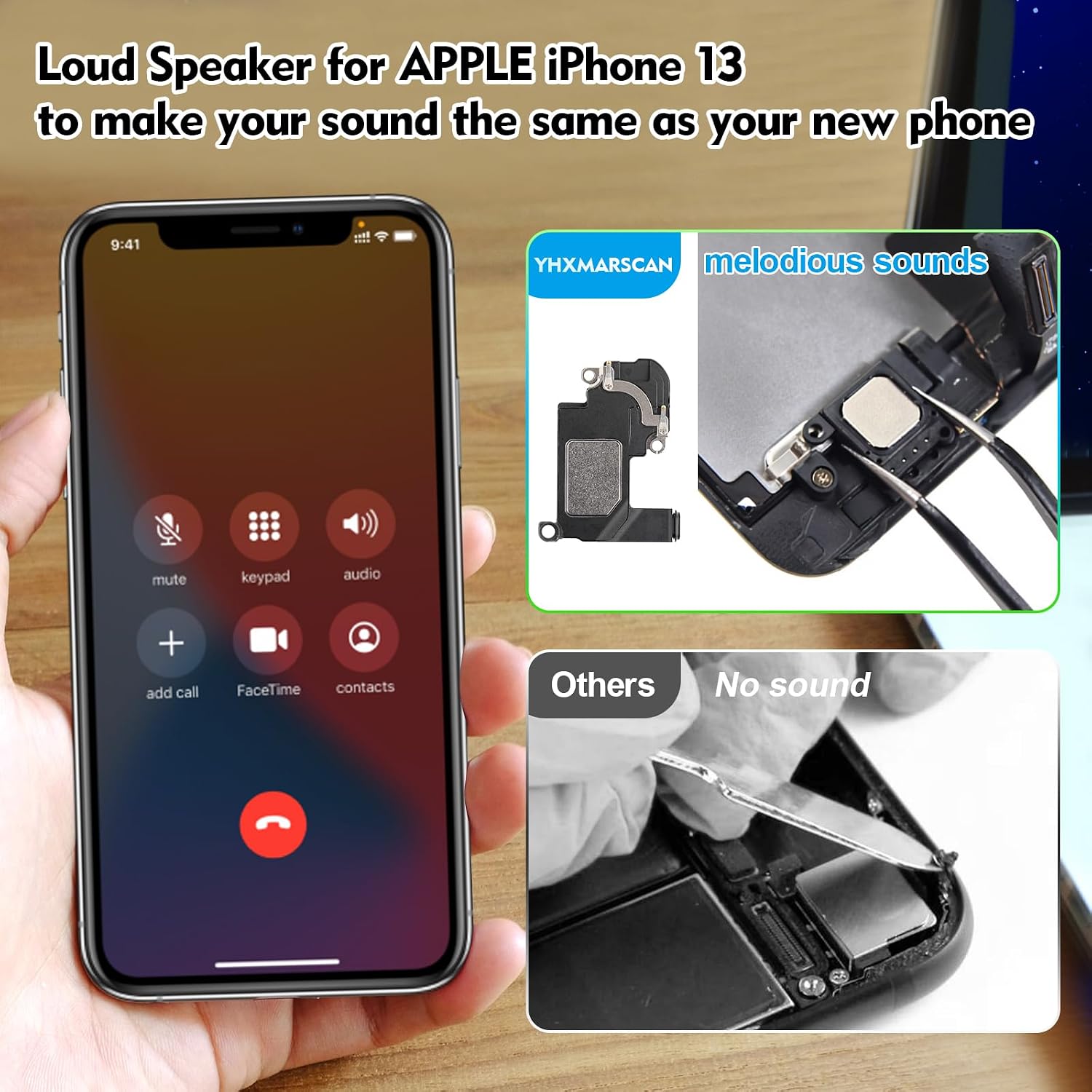 Earpiece Speaker Replacement for iPhone 13 Ear Speaker Replacement for iPhone 13 A2633 A2482 A2631 A2634 A2635 with Tool