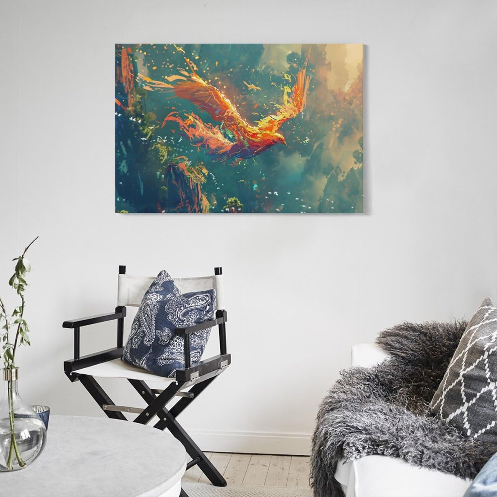 Amazon.co.jp: 絵画 飛んでいるフェニックスインテリア 絵画 奇妙な 
