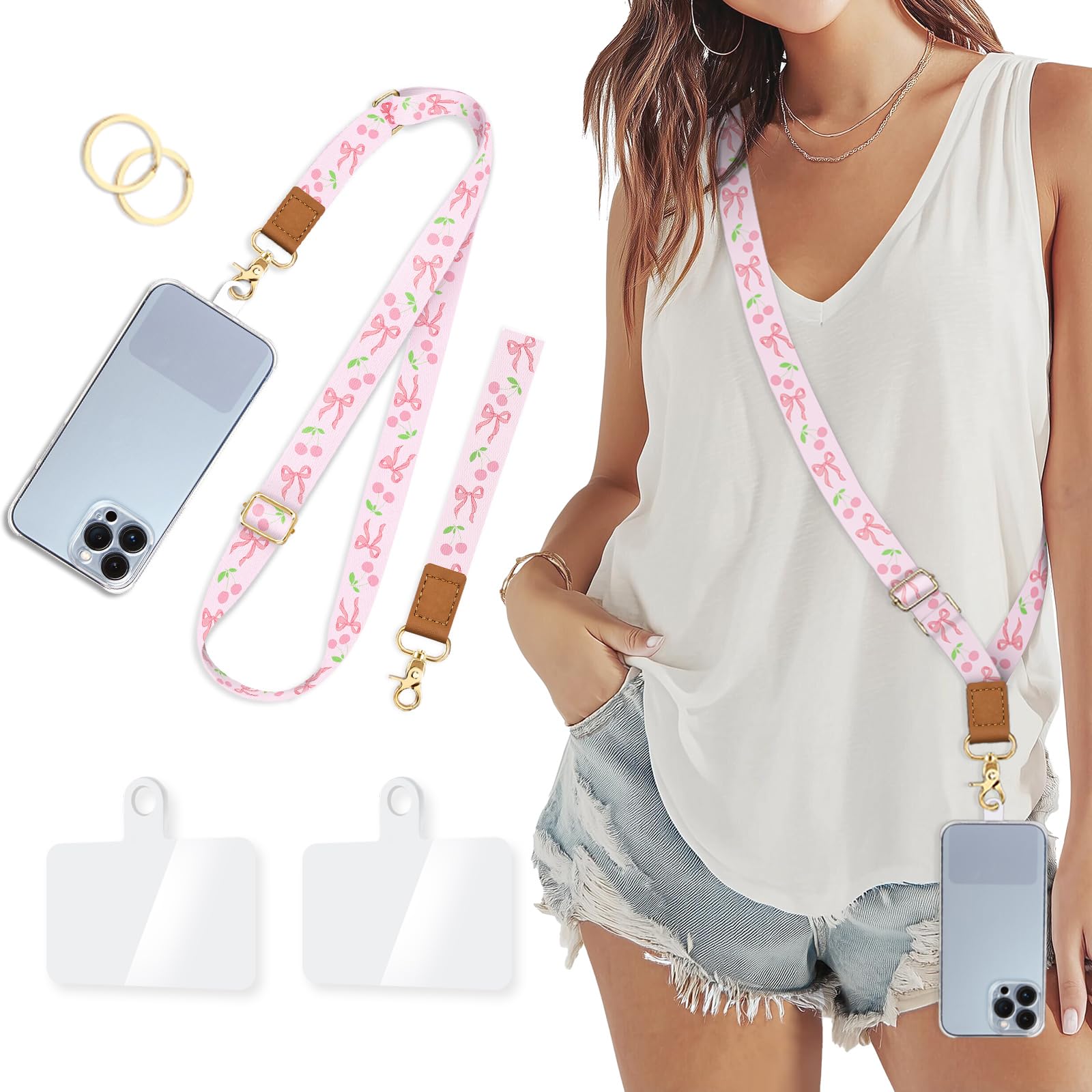Piefly Cell Phone Lanyard Crossbody Wrist Strap Adjustable for Women Girly